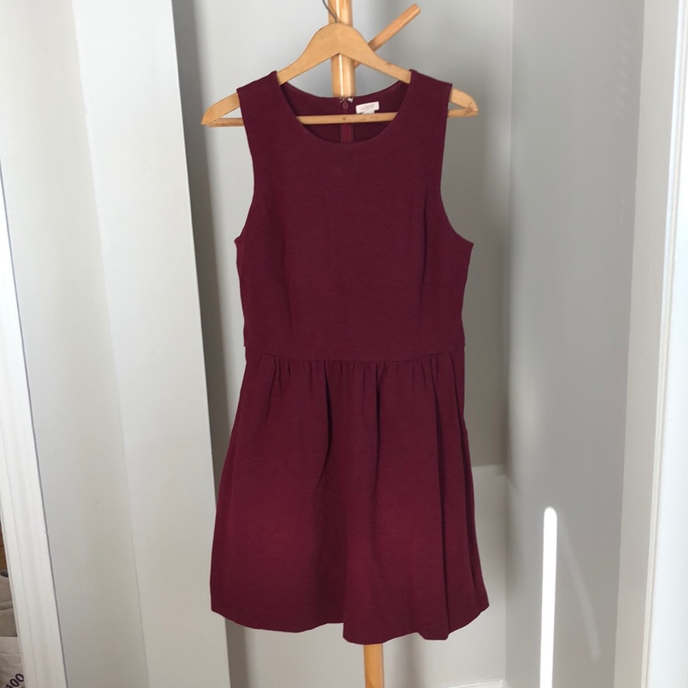 J. Crew - Burgundy - Waist-Defined Dress